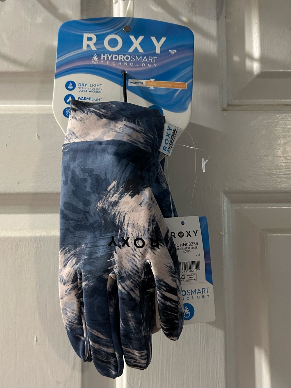 Roxy Blue and White Patterned Hydrosmart Gloves